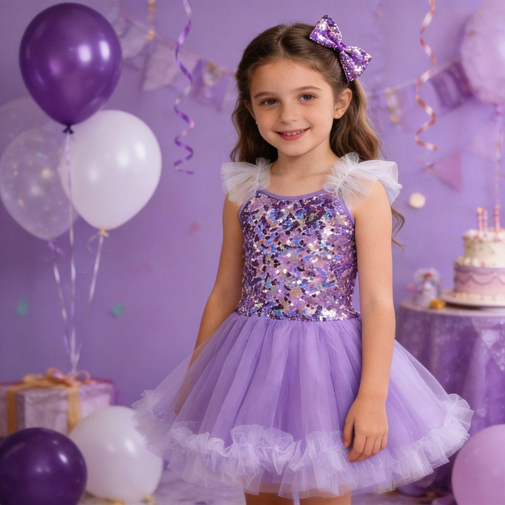 Fashion Sequin Kids Ballet Dress Modern with Headwear Ballet Tutu Party Dress Puffy Princess Dress Children