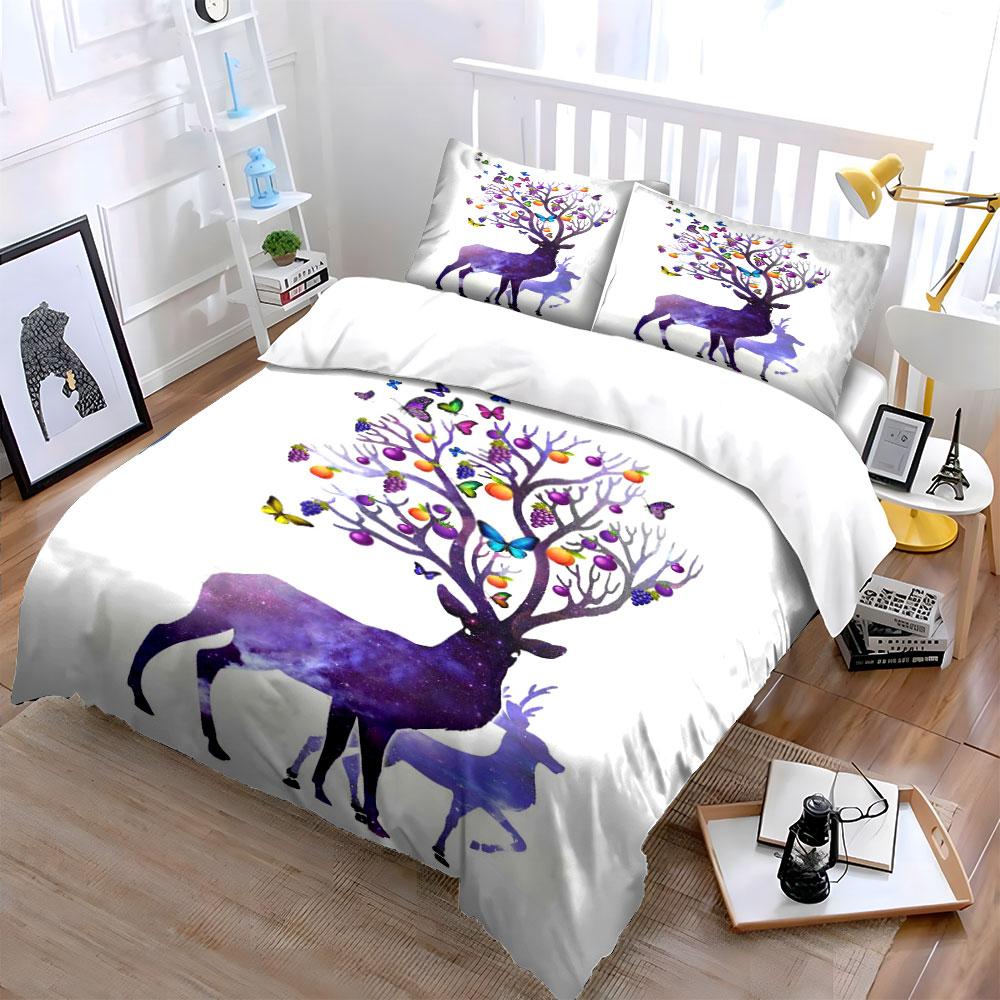 Colorful deer with antlers. Bedding sets Duvet cover sets Duvet covers Pillowcases(1 * Duvet Cover 2 * Pillowcases without duvet insert)