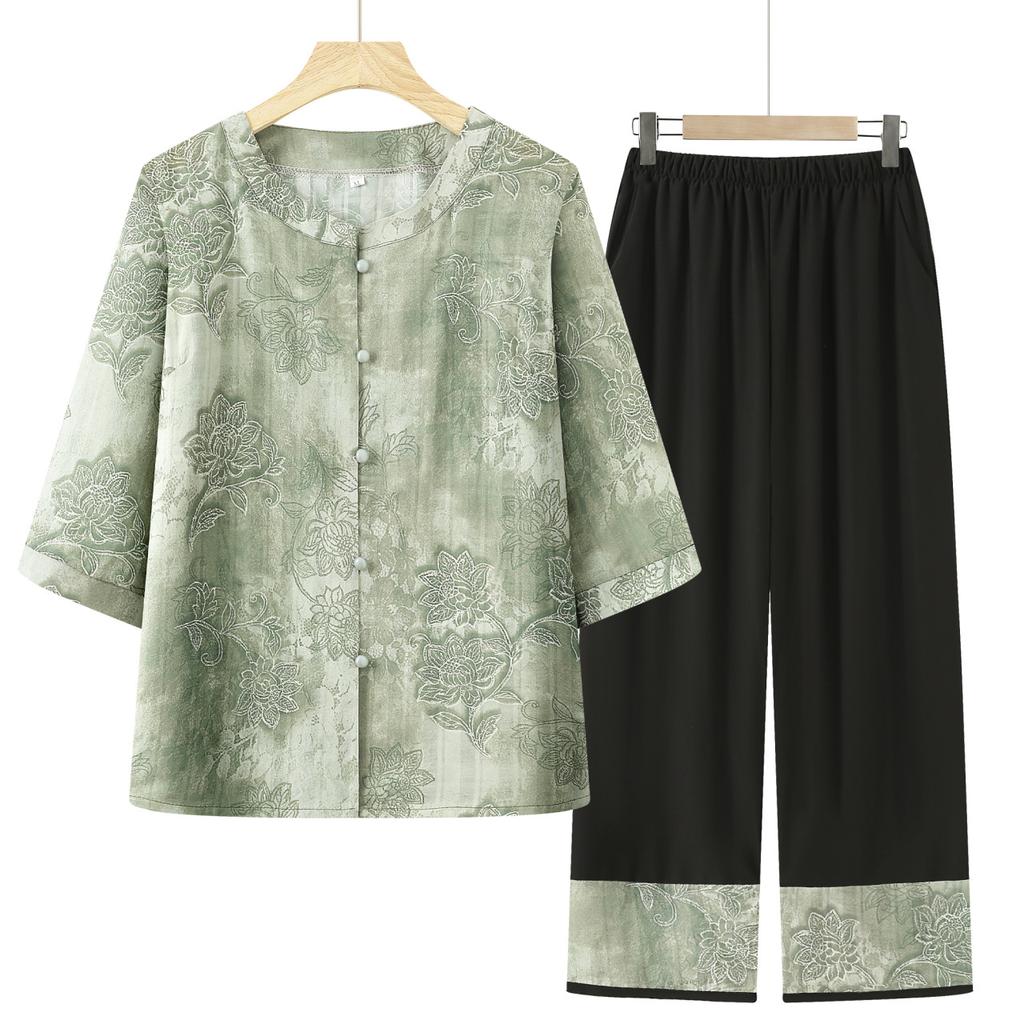 Ältere Mode Sommerkleidung Damen Sommer Bequemer Atmungsaktiver Anzug Strickjacke