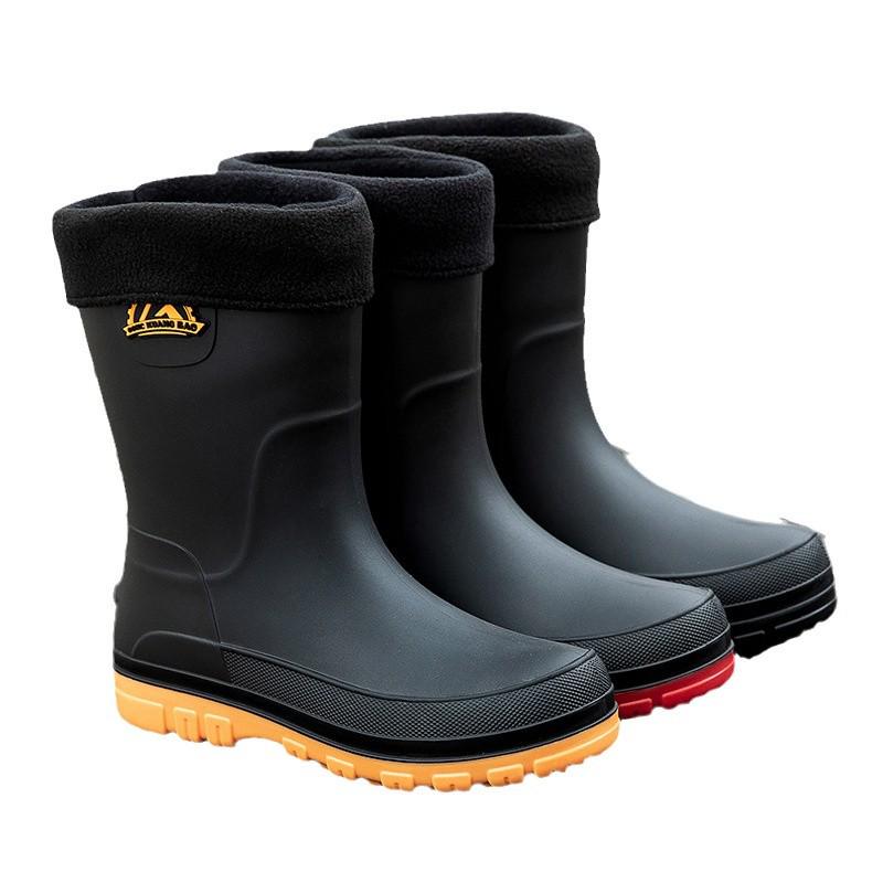 Men's Waterproof Mid-Calf Non-Slip Rain Boots – Fashionable Korean-Style Slip-On Rubber Shoes.