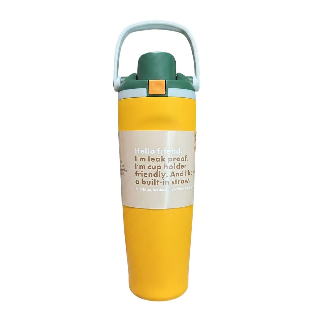 Stainless Steel Large Capacity Insulated Water Bottle Leak Proof Travel Mug with Built in Straw and Handle for Outdoor Use