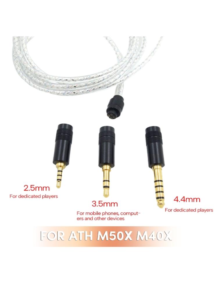 Kabelersatz für Technica -M50X-Kopfhörerkabel mit 2,5 mm/3,5 mm/4,4 mm-Stecker. Genießen Sie klaren und knackigen Klang.