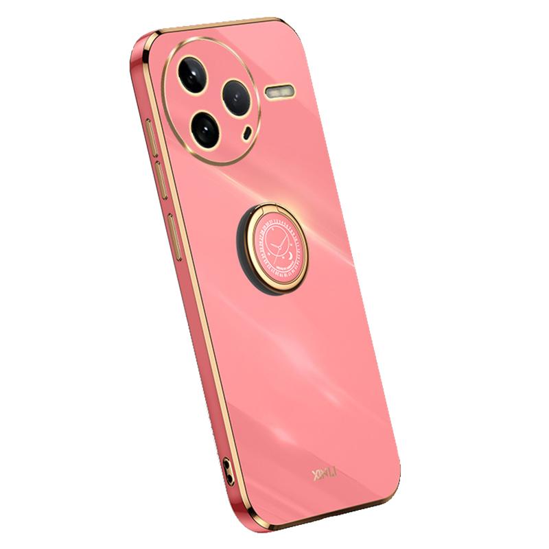

XINLI For Xiaomi Poco F7 Pro 5G/Redmi K80 5G Case Ring Kickstand Electroplating TPU Phone Cover Red