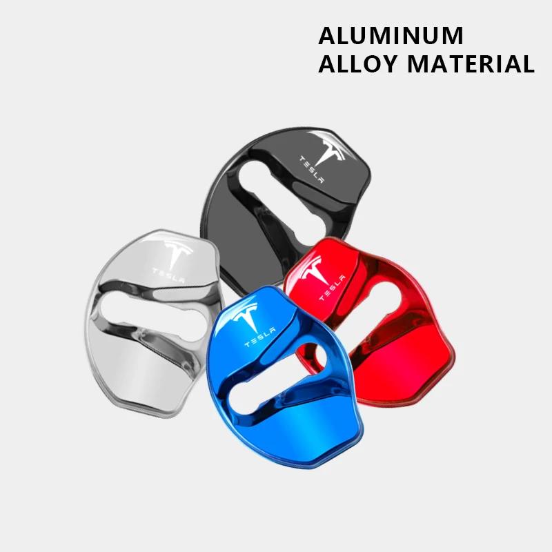 XTL2 4Pcs Tesla Emblem Car Door Lock Cover Case Protection Accessories For Tesla Model 3 Y S Cybertruck Juguete Roadster Coil Bonina