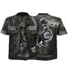 Men Summer 3D Skull Print Round Neck Short Sleeve Casual T-Shirt Faux Jacket Top