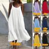 Amazon Europe and the United States New Ruffle Edge Solid Color Long Dress Sleeveless Loose Thin Shoulder Strap Dress Summer Dress
