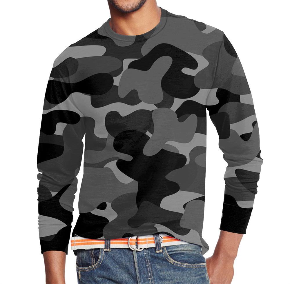 Men's Summer Long Sleeve 3d Camouflage Graphic Print T-Shirt Top Men Streetwear Clothing O Neck Long Sleeve T-Shirt Women's Pullover