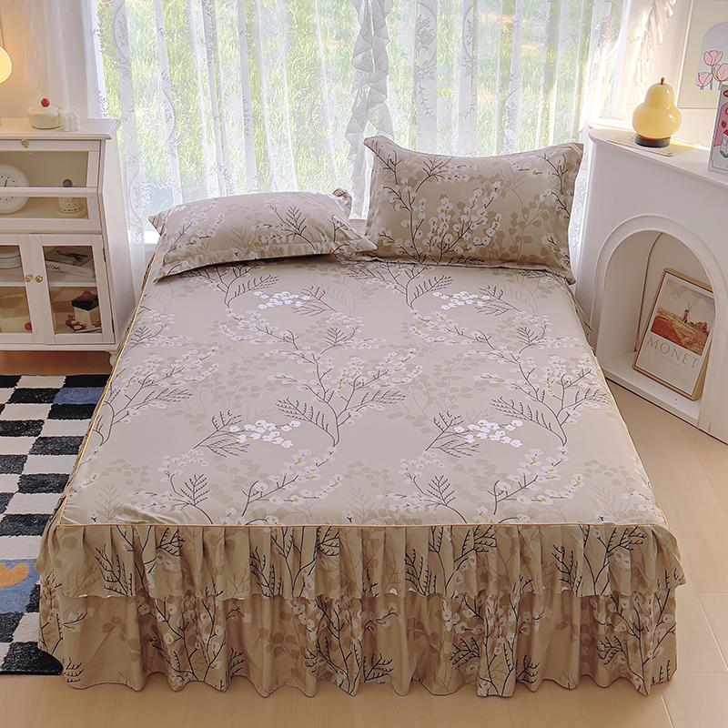 Double Bed Skirt Simple Style Bedspread Queen Size Bed Cover Breathable Mattress Protector Falda De Cama (Pillowcase Need Order)