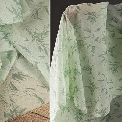 Chinese Style Bamboo Leaf Printed Yarn Fabric Semi-transparent Bamboo Yarn Fabric For Diy Sewing Hanfu Cardigan Tablecloth Skirt