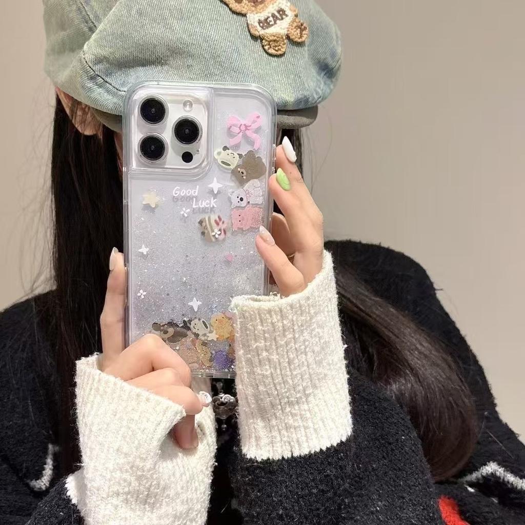Applicable to Apple 17promax animal quicksand case mobile phone case iPhone16ins wind protective case 15 anti-fingerprint