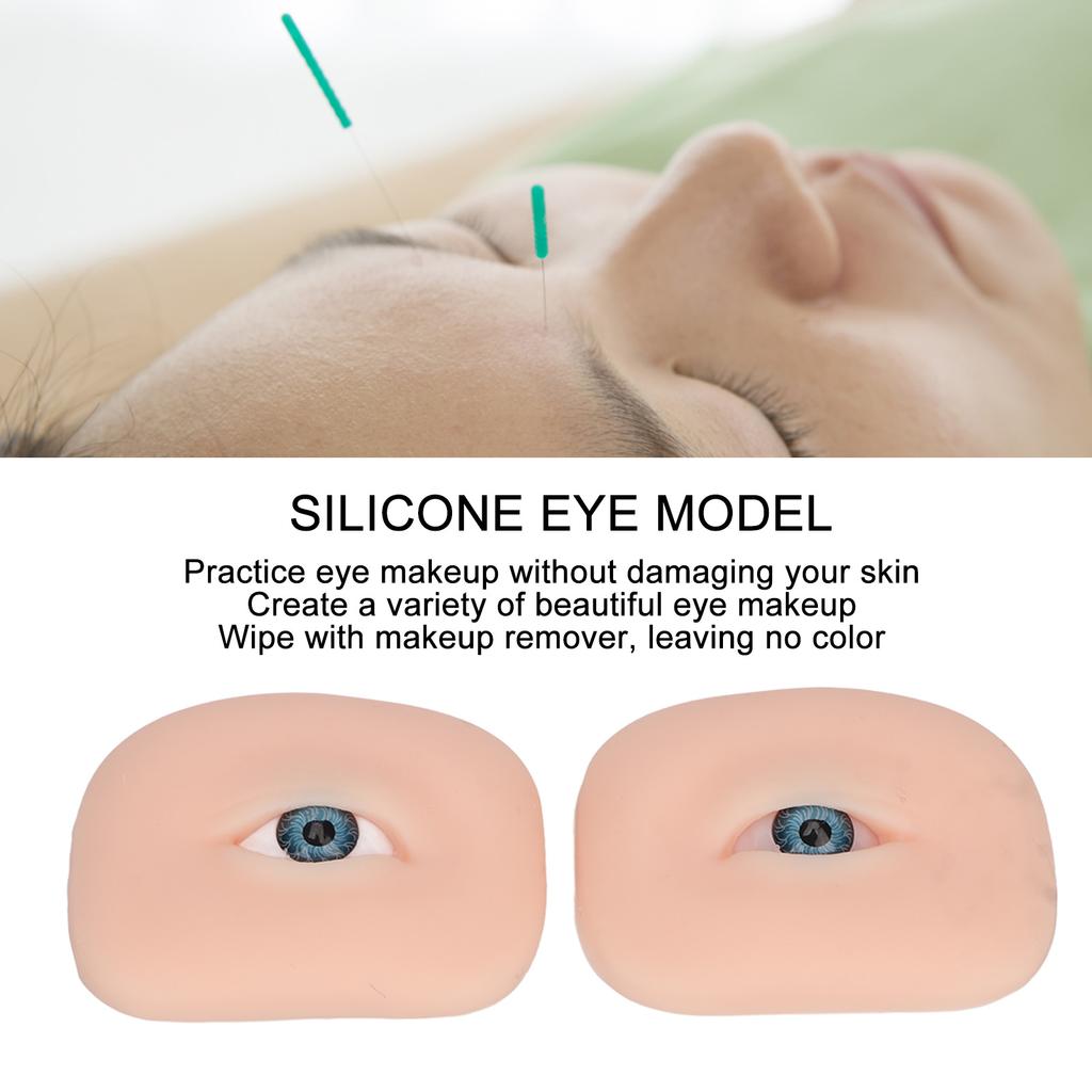 1 Pair Soft Silicone Eye Model Flexible 5D for Practicing Piercing Suture Makeup Tching Instructions