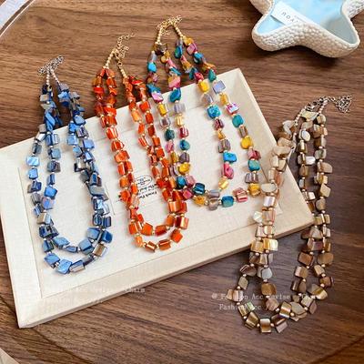 Bohemian Chic Doppellagige Muschelhalskette: Retro und Einzigartiger High-End Schmuck