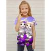 Funny Girls' T-Shirts Summer Short Sleeved Top Cartoon Animals Cat 3D Print 2025 Girls' Casual T-Shirts