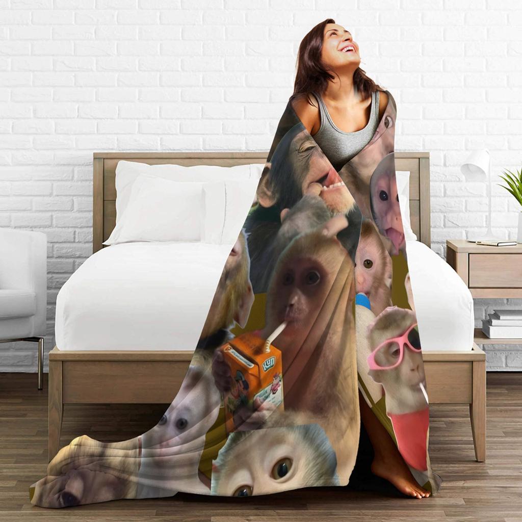 Funny Monkey Cartoon Accessories Blanket Lightweight Warm  Throw Blankets for Sofa 50x60 Inches Multi-size Bedspread