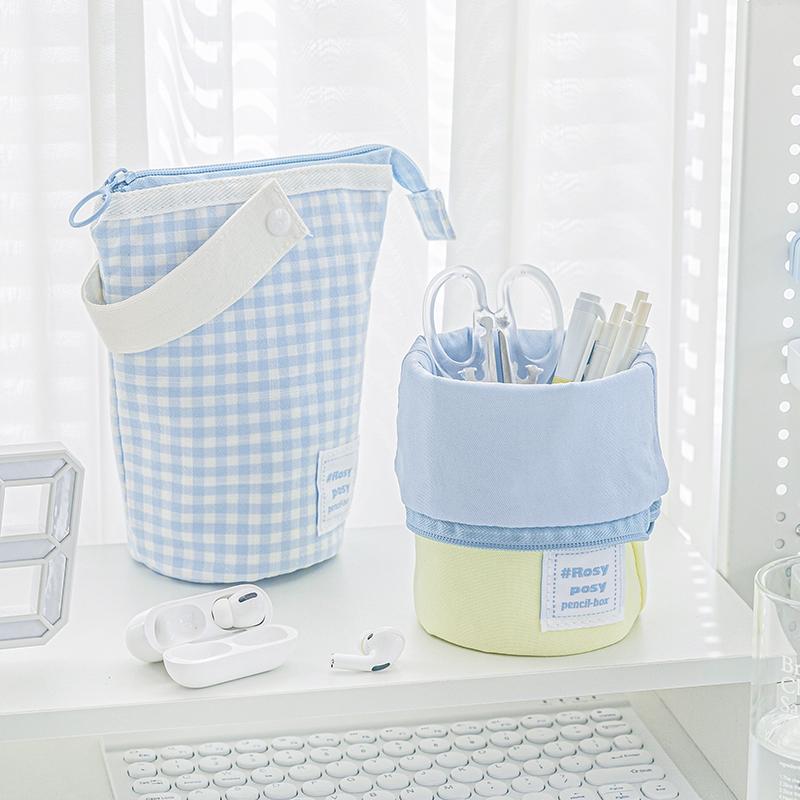 Milky Box Pokrowiec na ołówki i długopisy Kontrastowy składany stojak z uchwytem na długopisy Kieszonkowy woreczek do przechowywania na stole Szkolny