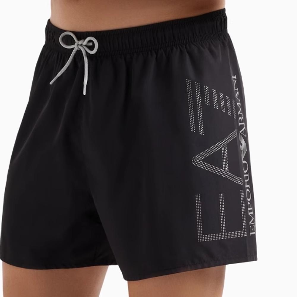 Emporio Armani EA7 SS25 Lace Letter Print Beach Shorts Men Shorts Black 7M000550-AF14497-MC026