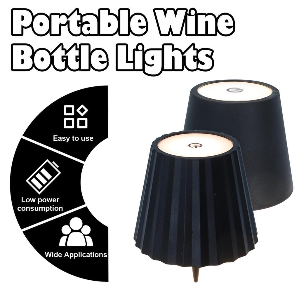 Wireless Touch Control Bottle Table Lamp Reading Usb Rechargeable Adjustable Brightness White Wine Lights Mini Night Light Lamps