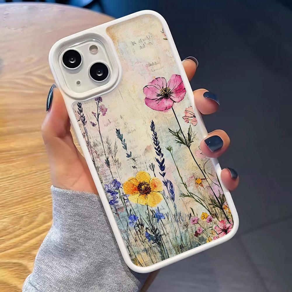 Oil Painting Flowers Phone Case for IPhone 17 Air 16 Pro Max 15 14 13 12 11 Shockproof Back PC Hard Cover