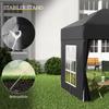 Faltpavillon, Biergartenpavillon, 4 abnehmbare Seitenwände, 2 Fenster, Metallgestell, 2 x 2 m, Schwarz