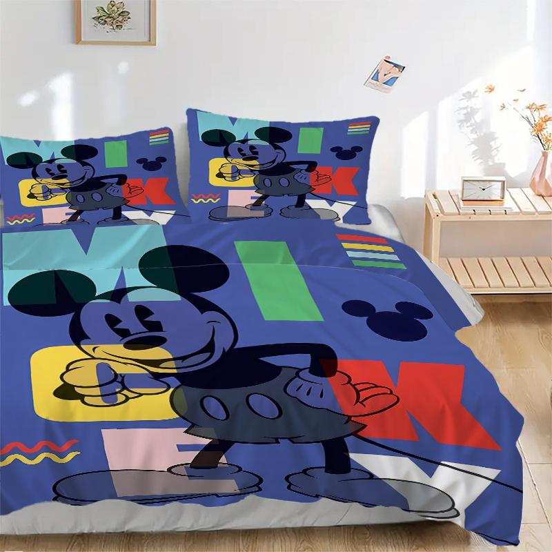 3pcs Happy Mickey Mouse Bedding Set Includes 1 Quilt Cover and 2 Pillowcases, Comfortable Bedding W060