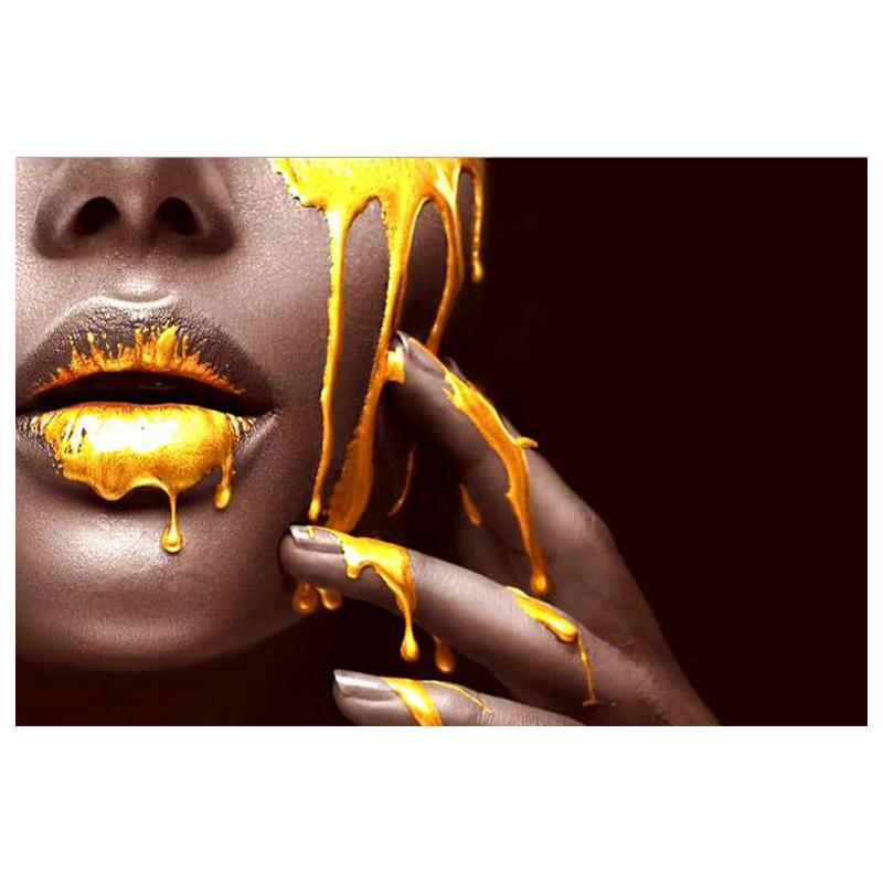 

Лицо черной женщины с золотым жидким холстом, картины на стене, художественные постеры и принты, африканское искусство, картины на холсте Cuadros 20x30cm