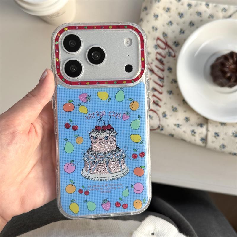 

Niche Blue Plaid Fruit Cake iPhone 17/16 Pro Max/15/14 Case with Premium Feel iPhone 17