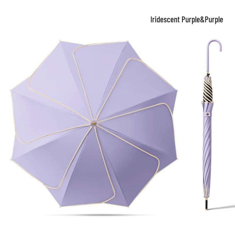 OIMG Floral Petal Bamboo Handle Umbrella