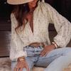 European and American Women's Clothing Elegant Temperament Fashion Floral Printing Lace Splicing Fringed Shirt Shirt