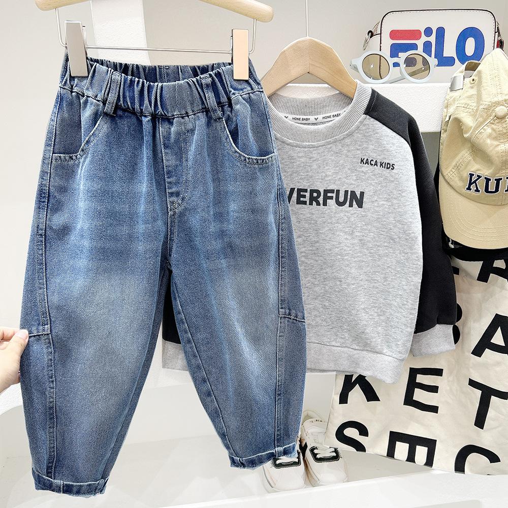 

Детские осенние джинсы, детские мягкие джинсы кэжуал средней посадки 100