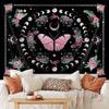 Bohemian Butterfly Moon Tapestry Fabric Wall Hanging for Living Room Decor, Indoor Use, Transverse Orientation, No Electricity