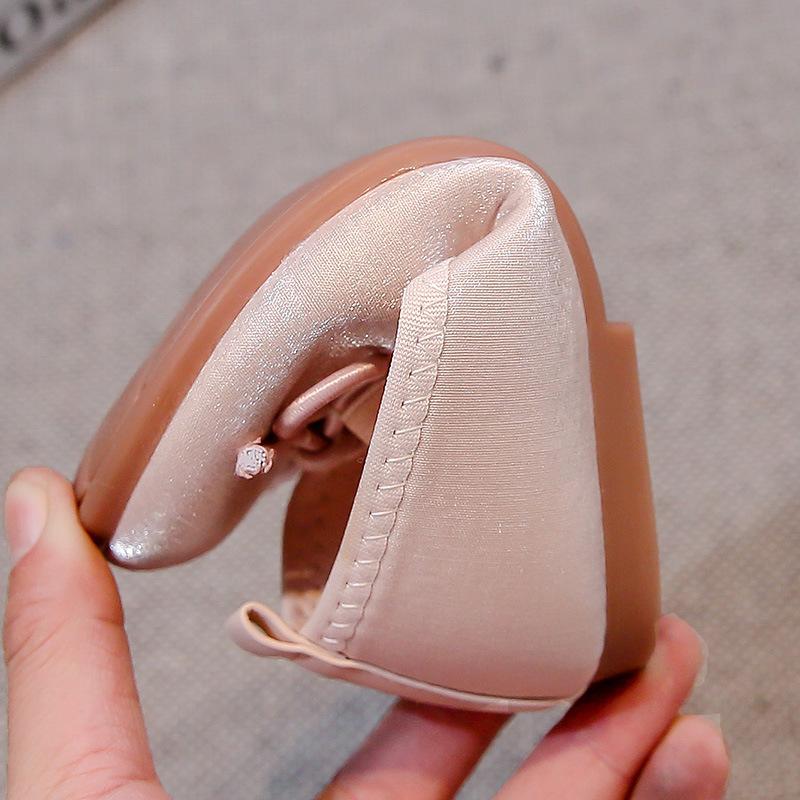 Girls Flat Shoes Round Toes Simple Bows Kids Leather Shoes Shiny Crystal 2025 Spring Autumn Girls Princess Shoes Soft Sole Ins