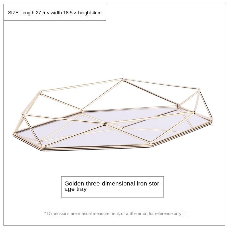 

European Glass Metal Kitchen Storage Tray Gold Oval Dotted Fruit Plate Freezing Jewelry Display Rotary Candy Decor Tray Mirror