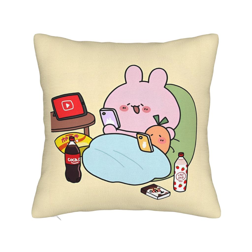 Rabbit Asamimichaan Cute Asamimi Square Pillow Case Polyester Decorative Pillow Fashion Pillowcase
