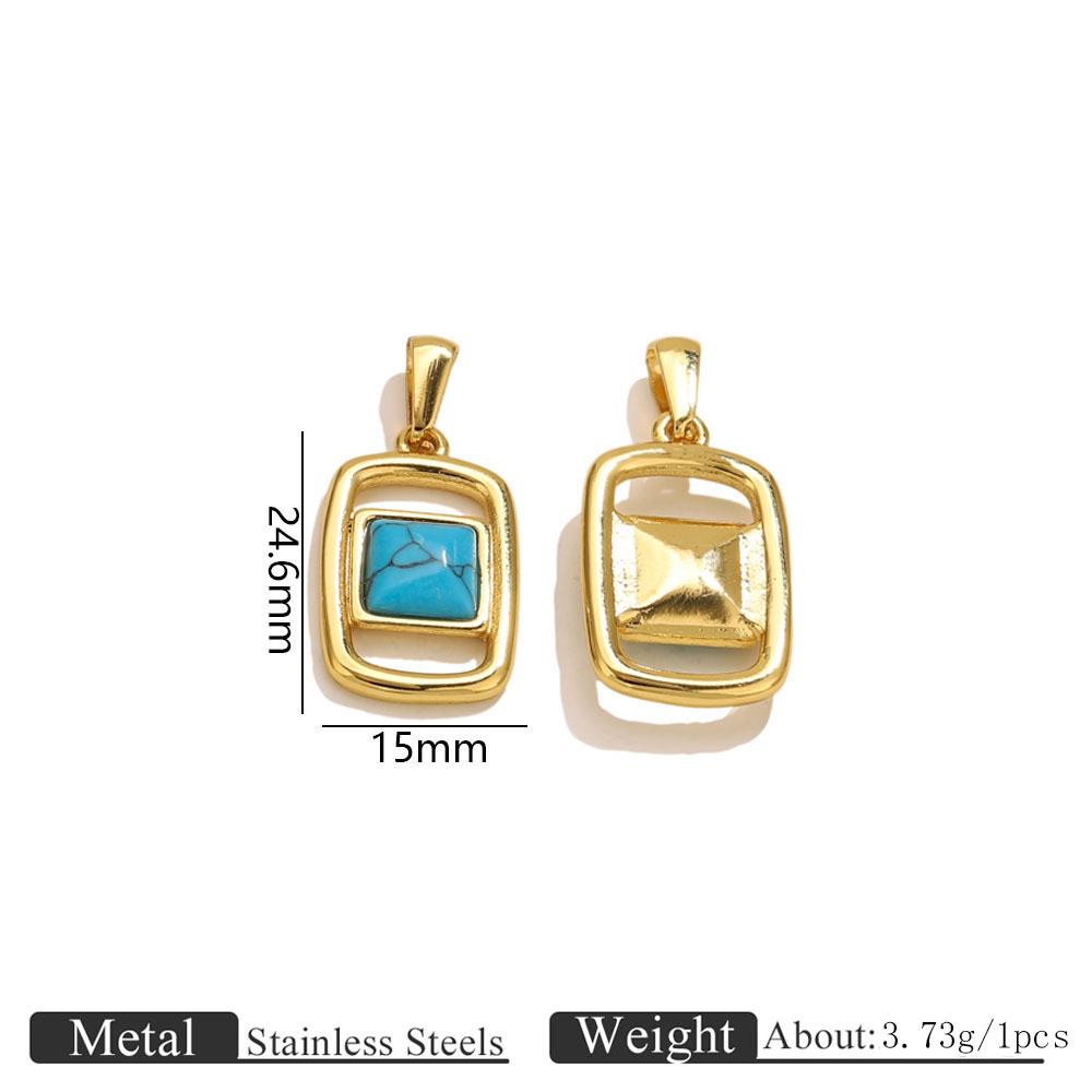 2Pcs DIY Stainless Steel Natural Stone Pendant for Necklace Earrings Pendant DIY Jewelry Making Accessories