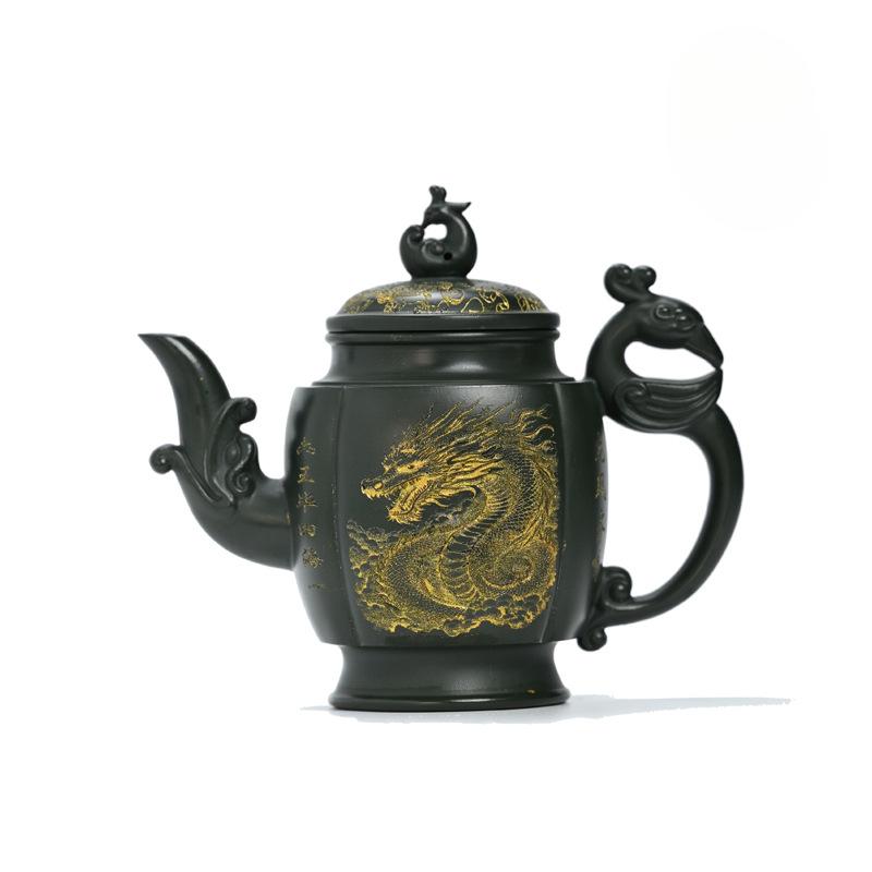 

320ml Exquisite Yixing Purple Clay Teapots Handmade Dragon Phoenix Pot Raw Ore Green Mud Kettle Chinese Zisha Tea Set Teaware
