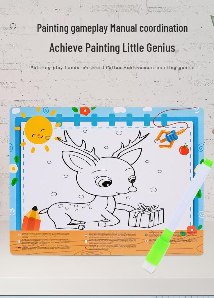 Children's Double-Sided Wooden Activity Board: Matching, Stringing, Drawing, Beading, and Fishing Educational Toy