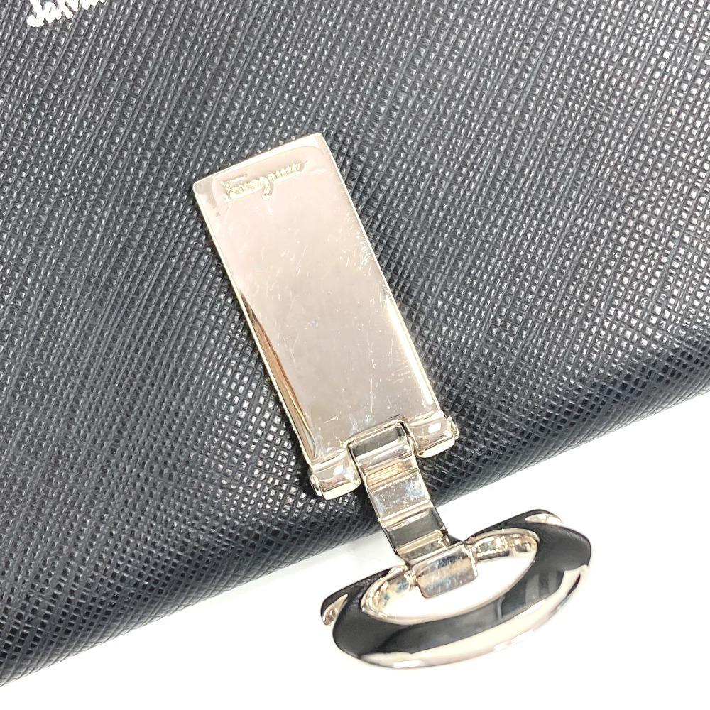 Salvatore Ferragamo Gancini logo Long wallet Long Wallet Leather Black/Silver