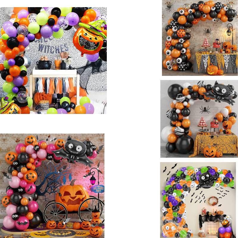Multicolored Halloween Balloon Arch Kit For Kids Birthday Party Decorations
