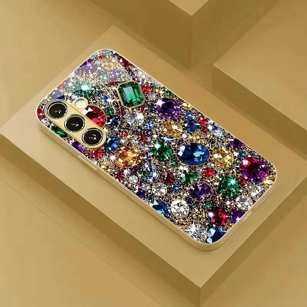 Caibao Стеклянный чехол для телефона с узором из битого стекла, подходит для Samsung Galaxy S26 S25 S24 S22 S21 S20 FE/Ultra/Plus, противоударный
