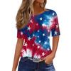 Damski modny, swobodny, krótki rękaw, nadruk, okrągły dekolt, bluzka typu pullover