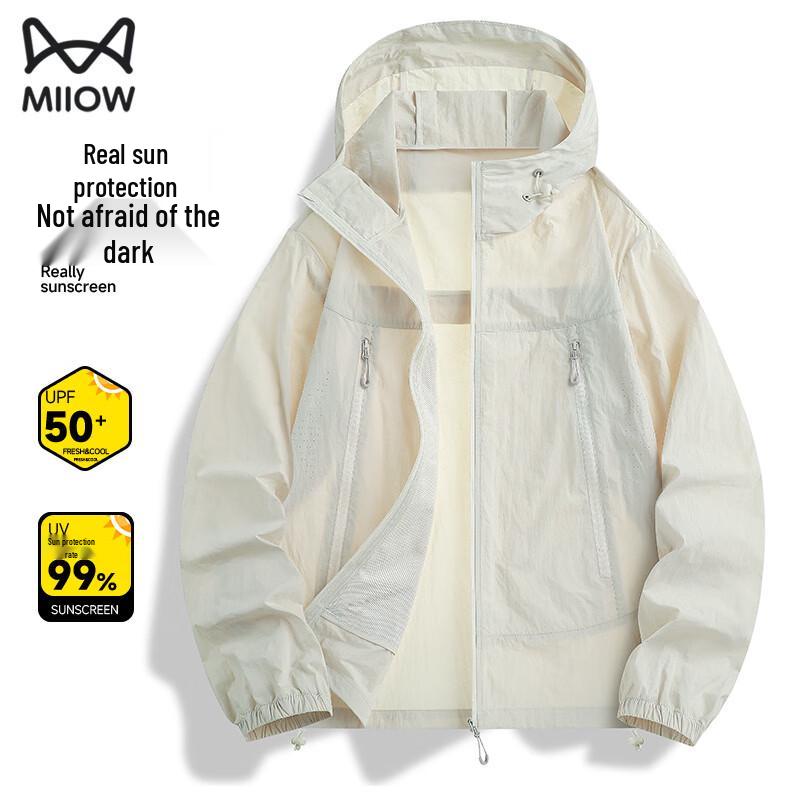 MiiOW Men s Summer Lightweight UV Protection Hooded Jacket S