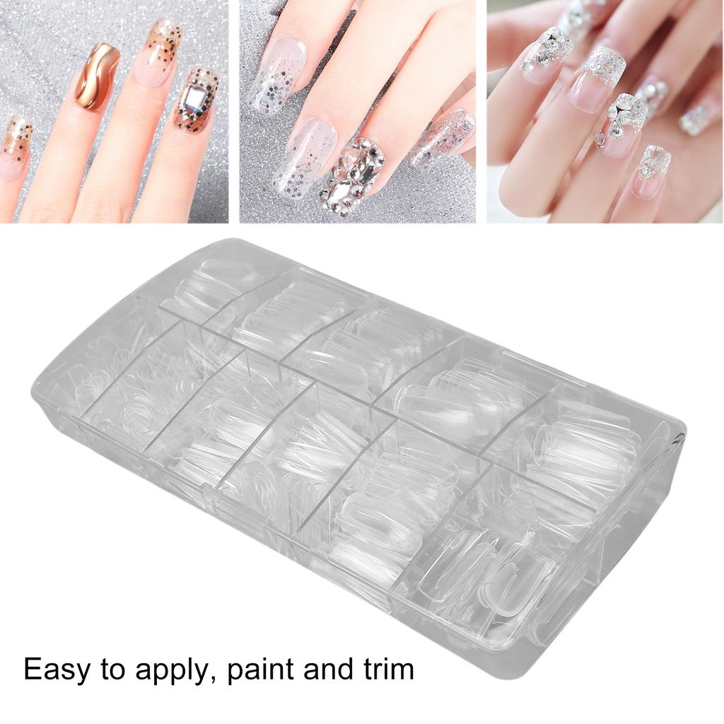 500pcs Nail Tip Professional Home Salon Portable DIY Transparent Fake False Nail Set Accessory for Women