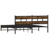 Metal Bed Frame Without Mattress Smoked Oak Finish 180 X 200 Cm