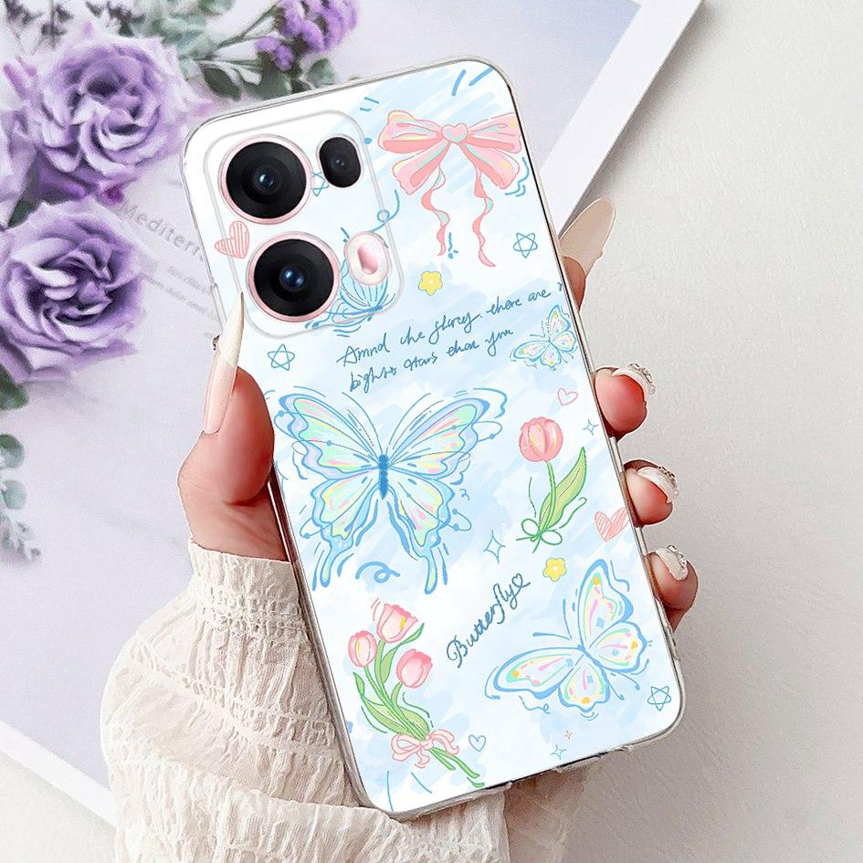 For OPPO Reno13 Pro 5G Case CPH2697 Fashion Flower Butterfly Soft Silicone Phone Cover For OPPO Reno 13 CPH2689 Reno13Pro Bumper