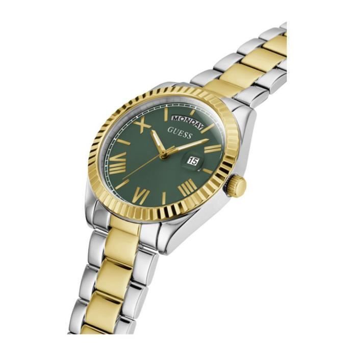 Montre Femme - GUESS - Luna - Bracelet Argent - Boîtier Doré - Calendrier