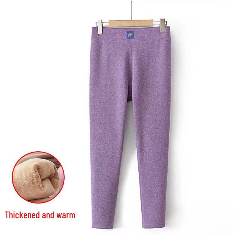 Women's High-Waist Plush Fleece Leggings - Plus Size, Warm, Thick Cotton Pants for Autumn
