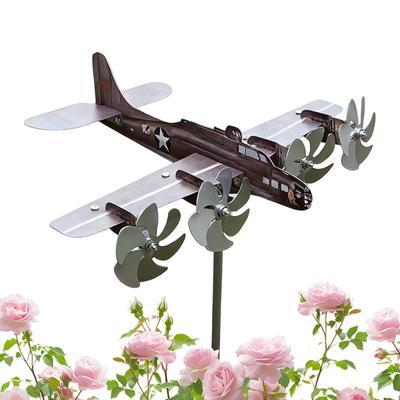 Flugzeug-Wetterfahnen für den Garten Bewegliche Kunst Flugzeug-Windrad Outdoor Metall-Flugzeug-Windmühle für Piloten Luftfahrt-Liebhaber