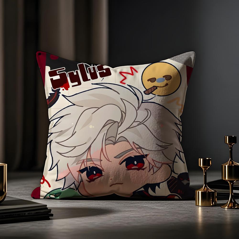 Love and Deepspace Sylus chibi Cushion Cover Case Antidustmite Pillowcase Invisible zipper silky short plush Sofa cushion cover