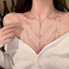 Cubic Zirconia Chest Chain Necklace Women Sexy Bikini Bra Chain Sparkling Body Chain Jewelry for Summer Beach