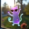 6 Pcs Cat Sun Catcher 2D Flat Acrylic Kitten Pendant Cats Wearing Sunglasses